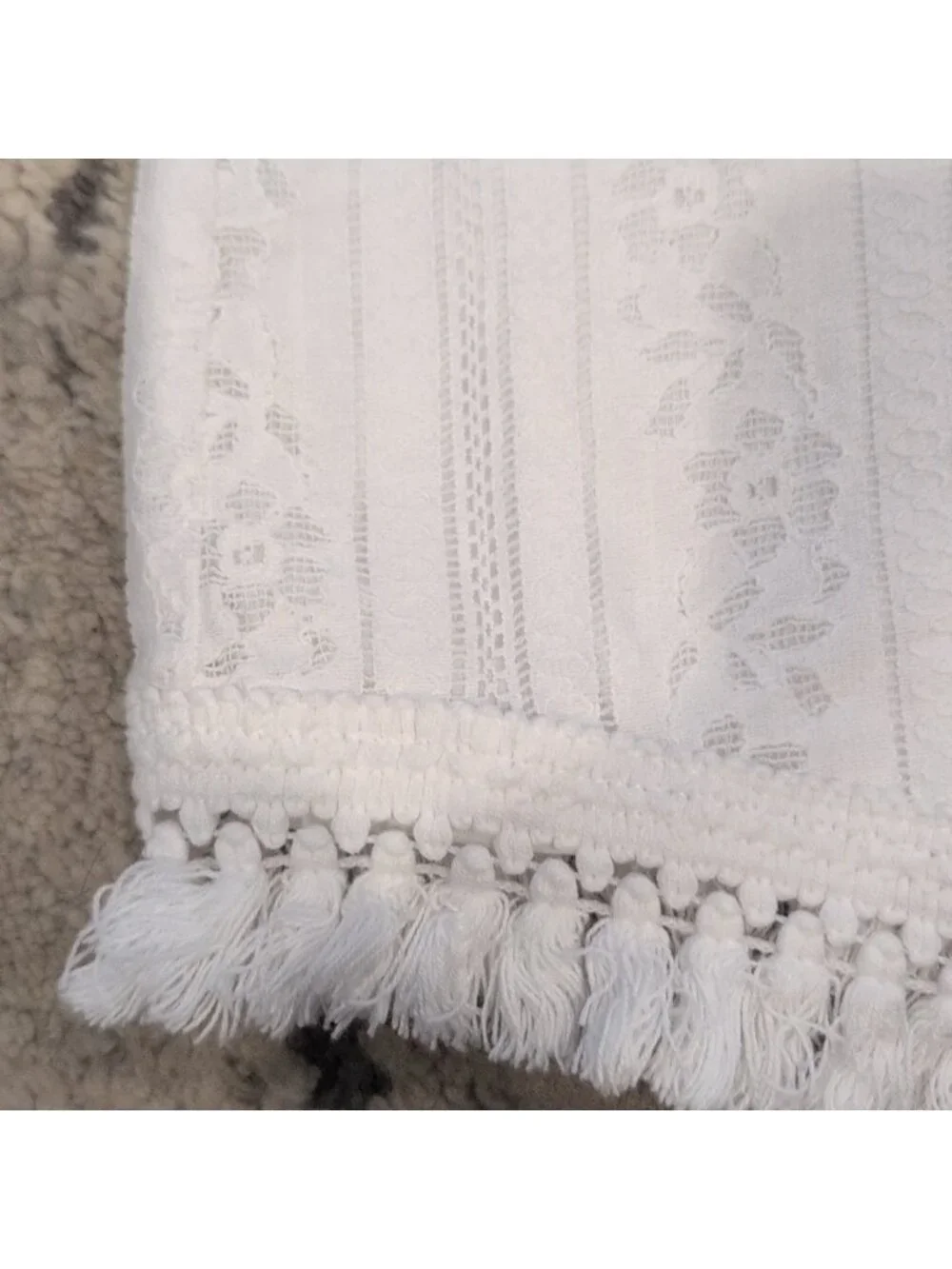 Michael Kors White Eyelit Fringe Short Sleeve Shirt